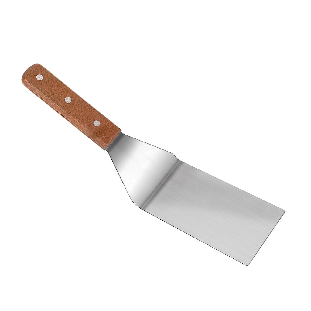 11.4" Griddle Spatula Pizza Grill Spatula Baking Cutter Wooden Handle - Brown,Silver - 11.4" x 2.9"(L*W)