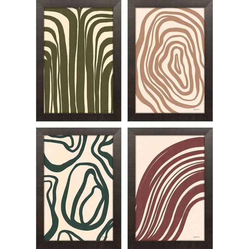 Paragon Organic Abstracts Non-Glass Framed Art - Set of 4