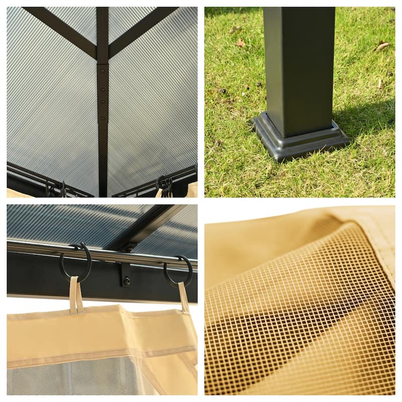Outdoor Gazebo w/ Aluminum Frame,Mosquito Netting and Privacy Screens