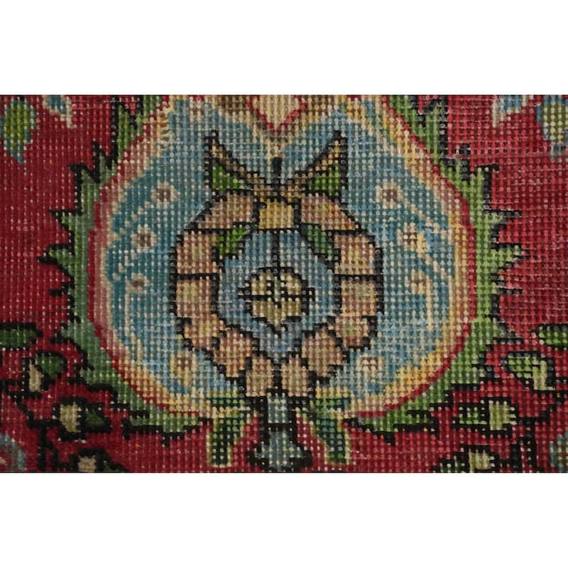 Hand Knotted Oriental 100% Wool Carpet Traditional Floral Red Tabriz Area Rug - 4' 10'' X 3' 2''