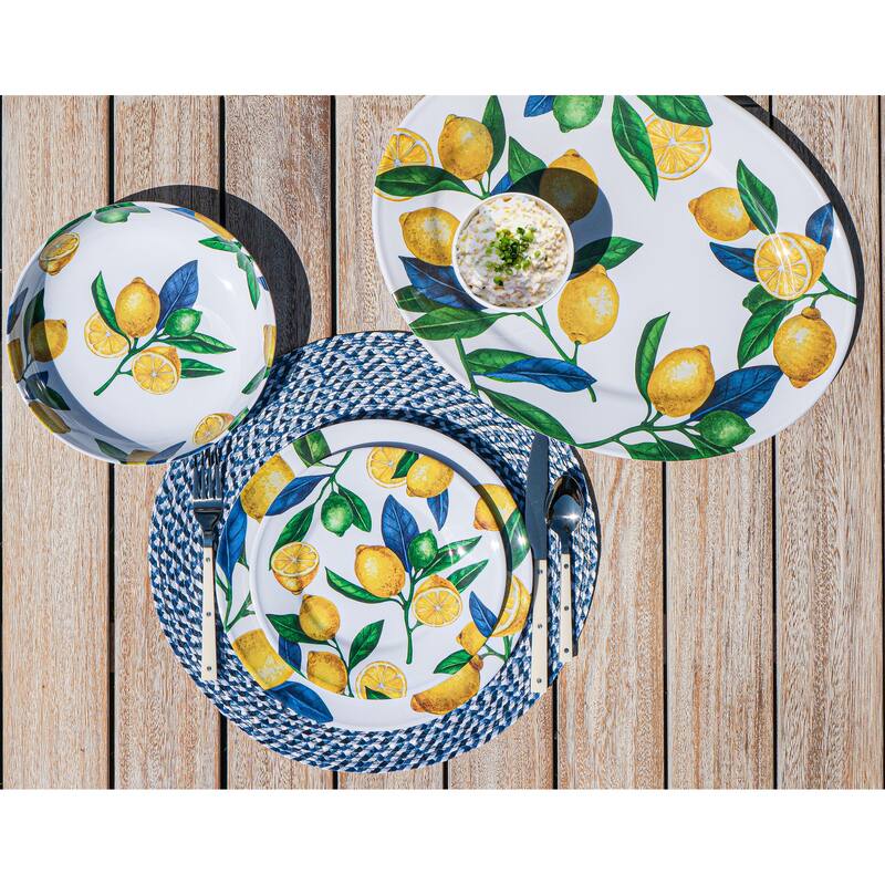 Abode Homewares Lemon Orchard NewWave Melamine Low Bowl - Yellow - 8.8" - Set of 6