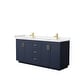 preview thumbnail 26 of 114, Miranda Double Vanity Set, Cultured Marble Top, No Mirror 72-Inch Double - Dark Blue, Gold Trim, Carrara Cultured Marble Top