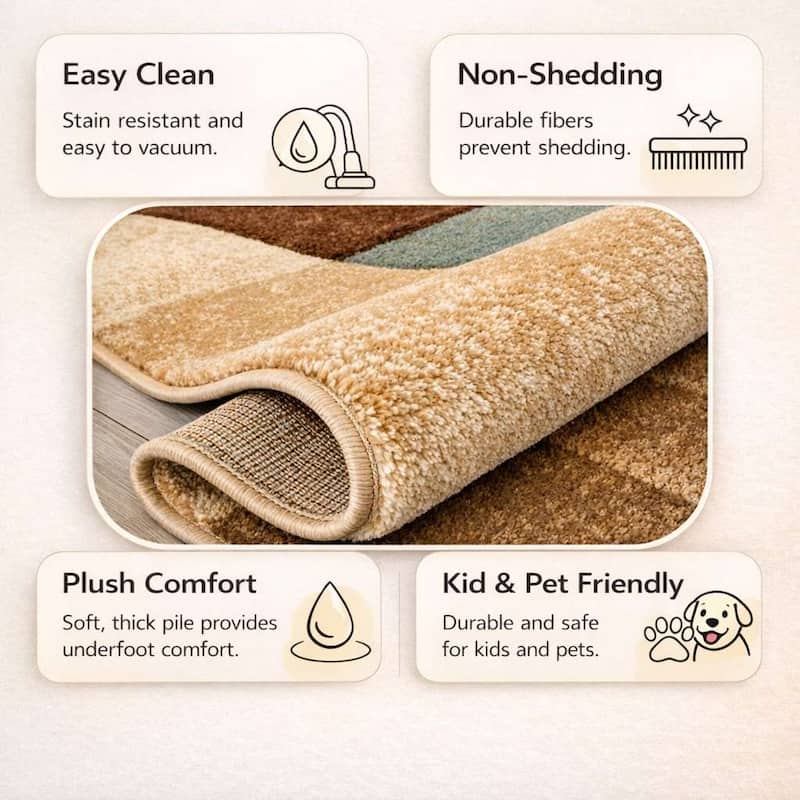 Well Woven Good Vibes Marcia Modern Geometric Area Rug - Multi-Color High-Low Block Pattern