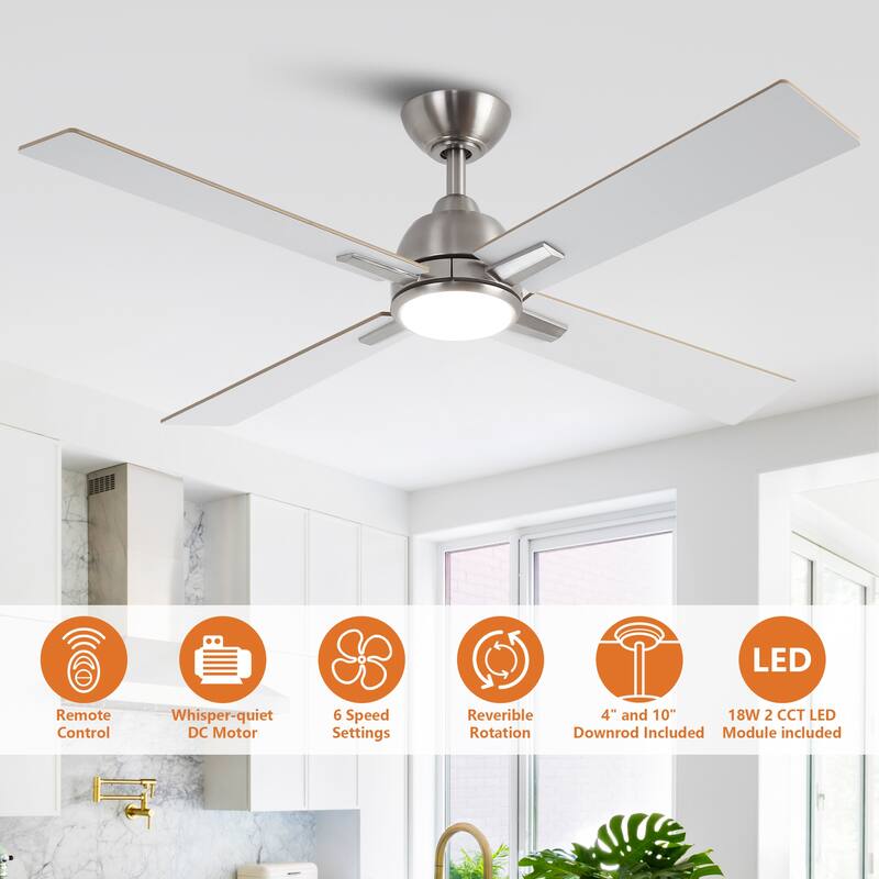48-inch Gold Plywood Modern Dimmable Ceiling Fan with Light and Remote