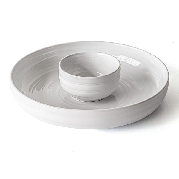 Over and Back White Stoneware Chip and Dip On Sale Bed Bath