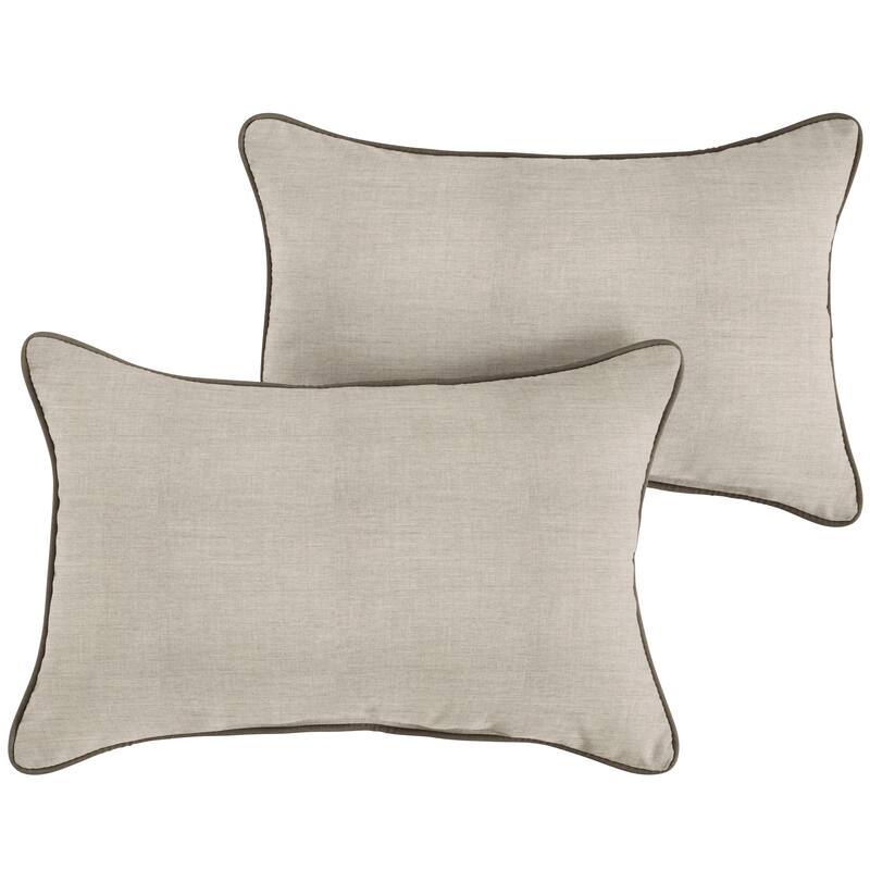 Sunbrella Cast Silver/ Canvas Taupe Corded Indoor/ Outdoor Pillows (Set of 2)