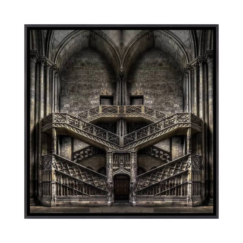 iCanvas "Tribute to Escher" by Jacek Stefan Framed - 12x12 - Ebony