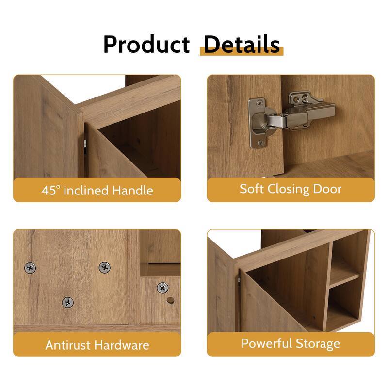 24/30 Inch Bathroom Vanity Cabinet with Soft Close Door and Shelf (Without Sink)