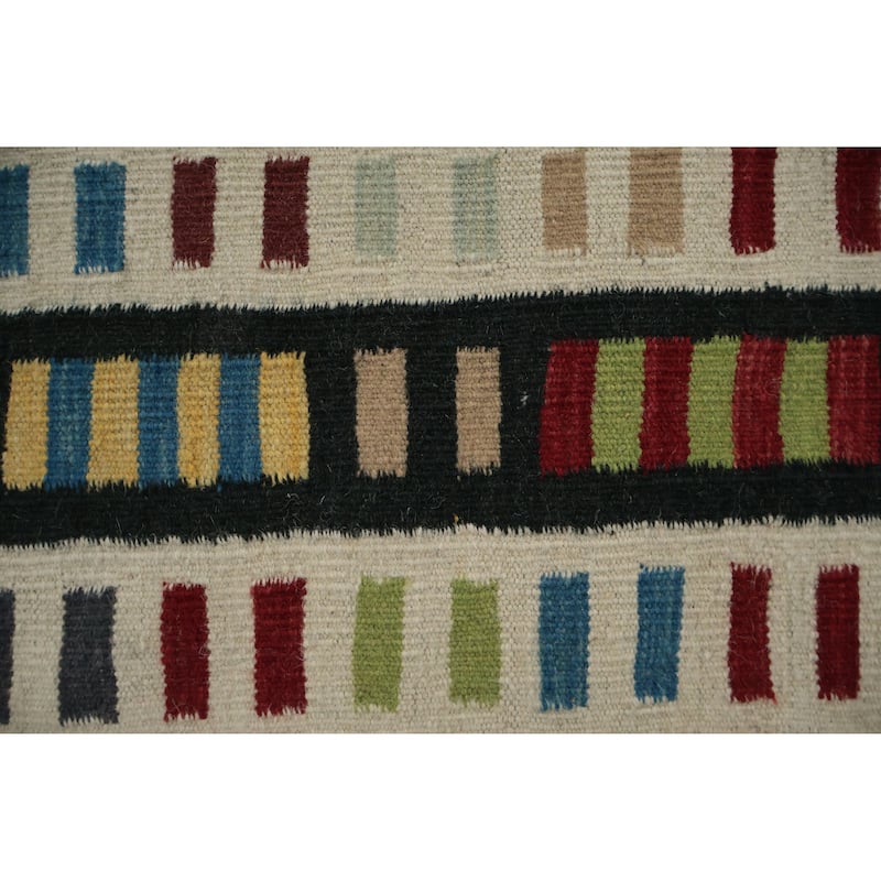 Hand Woven Oriental 100% Wool Carpet Southwestern Geometric Multi-Colored Kilim Area Rug - 10' 3'' X 6' 11''