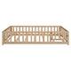 preview thumbnail 3 of 6, Beige Full Size Montessori Floor Platform Bed with Fence and Door for Kids, Made from Sturdy Wooden Bed Frame