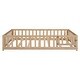 preview thumbnail 3 of 20, Full Size Montessori Floor Platform Bed with Fence and Door for Kids, Made from Sturdy Wooden Bed Frame