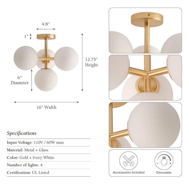 Arden Multi-Light Flush Mount - Gold