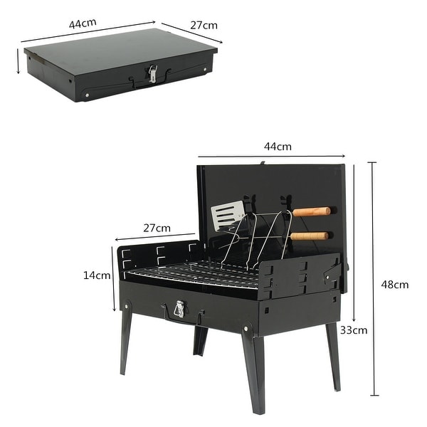 Portable BBQ Grill,Outdoor Folding Portable Compact Charcoal Barbecue BBQ Grill Outdoor Camping Picnic Stove 23.6x12.6x8.7inch