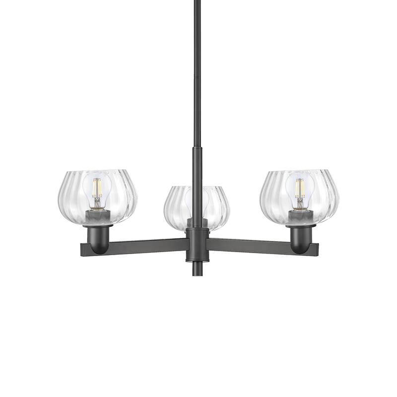 Innovations Lighting 716-3CR-10-29 Fenton Chandelier Fenton 3 Light - Matte Black / Clear