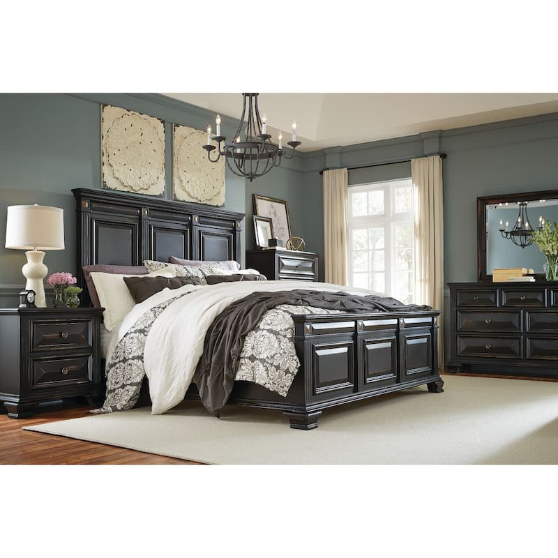 Roundhill Furniture Renova Vintage Black Wood Traditional 6-piece Bedroom Set