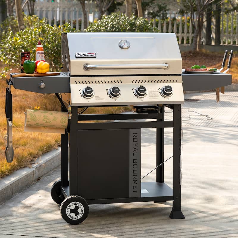 Royal Gourmet 4-Burner Gas Grill with Side Shelves