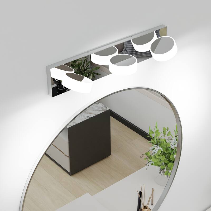 LED Modern 3 Light White Rotating Oval Acrylic with 21 Inch Vanity Light Over Mirror Lighting Fixture