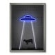 Thumbnail 8, Designart 'Neon UFO Abducting Cow' Modern & Contemporary Framed Art Print. Changes active main hero.