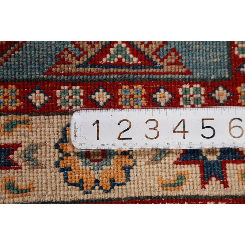 Light Blue Kazak Foyer Rug Hand-Knotted Wool Carpet - 2'8"x 3'9"