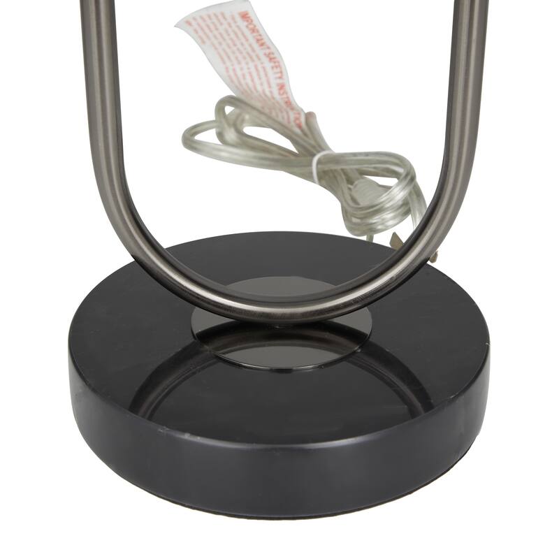 Metal Oval Shaped Room Accent Lamp with Marble Base - Black - Roche River Decor
