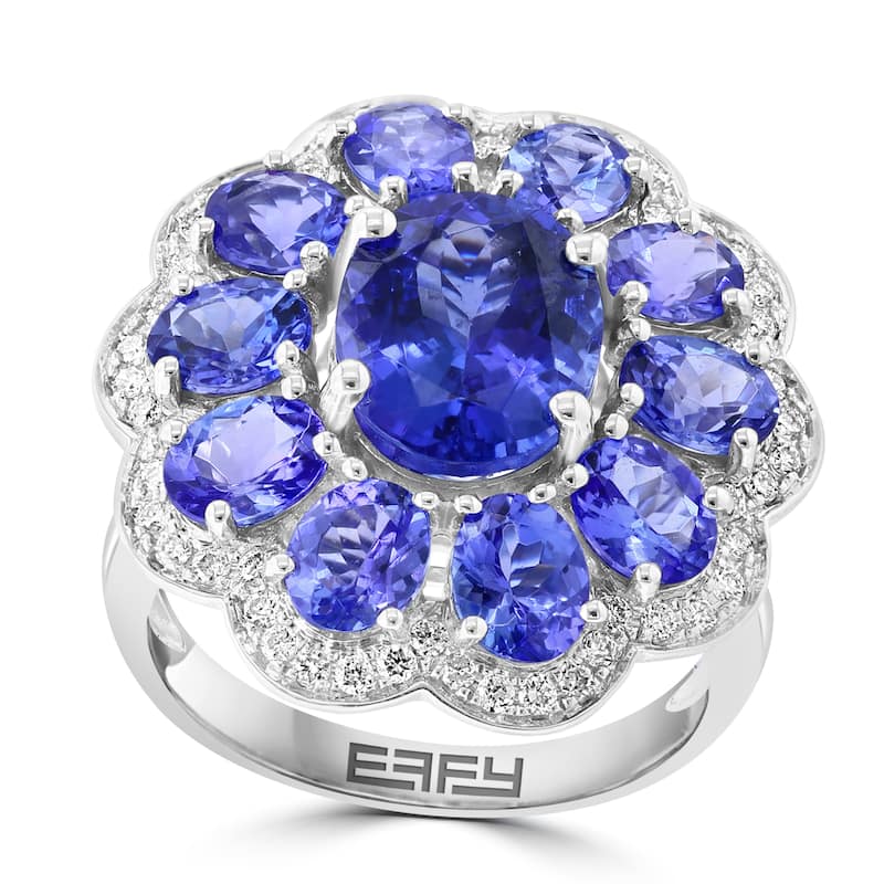 EFFY 14K Gold Diamond Tanzanite Floral Ring