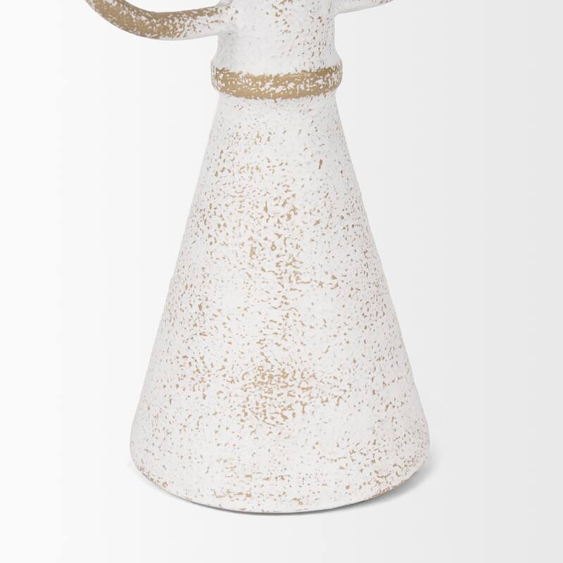 Ziva Small Distressed Wall White Metal Sculptural Object