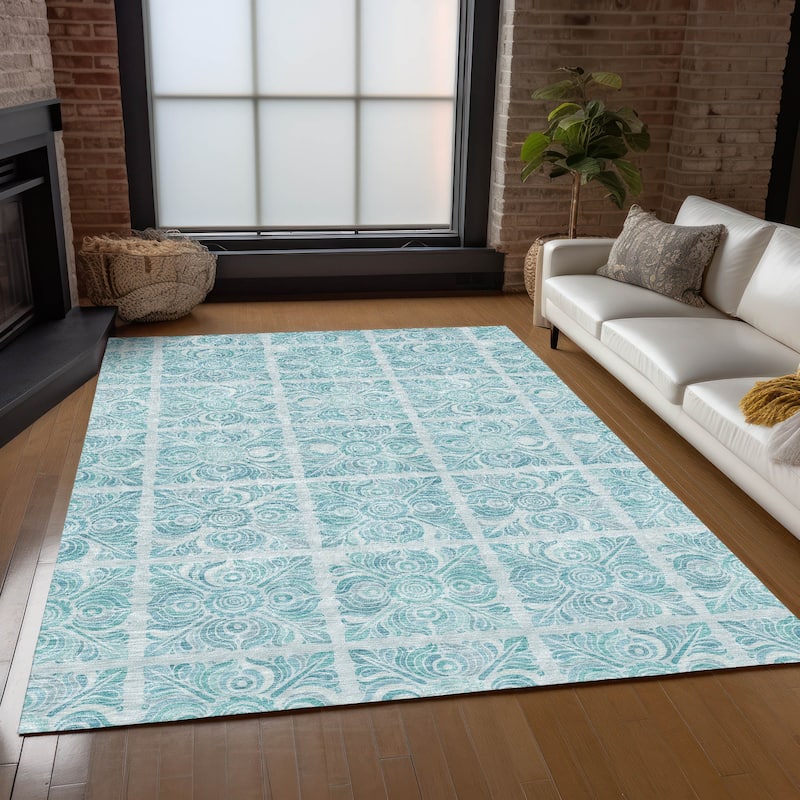 Machine Washable Indoor/ Outdoor Chantille Mosaic Rug