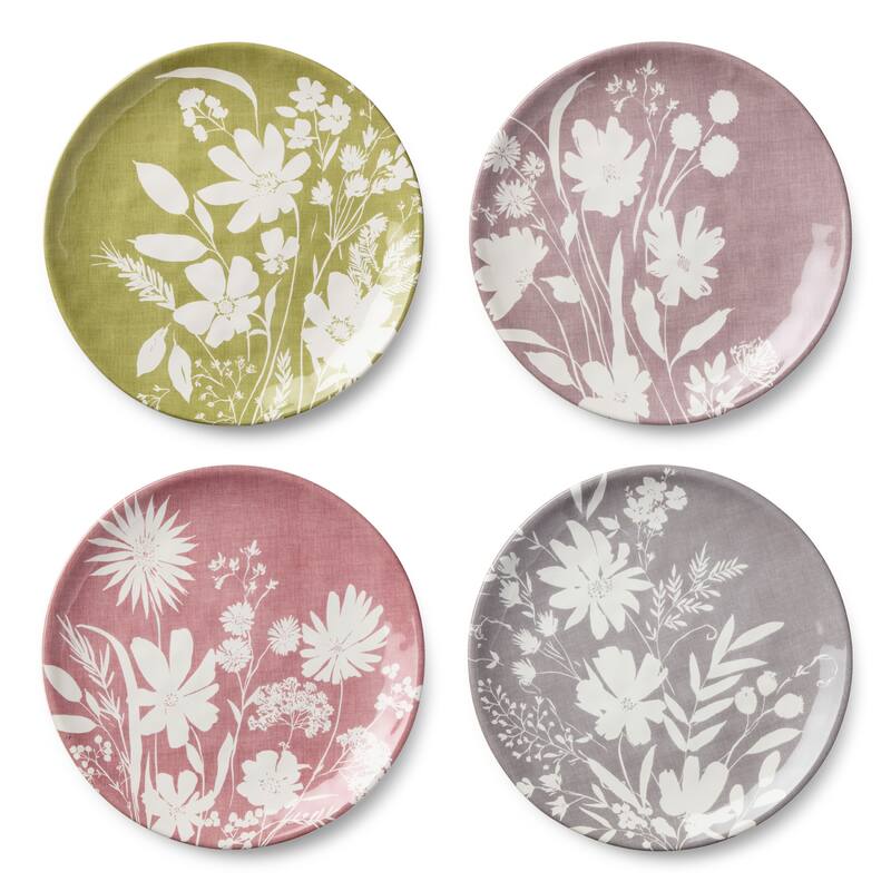 Certified International Wildflowers 10.5" Dinner Plates, Set of 4 Assorted Designs - 10.50"L x 10.50"W x 1.00"H