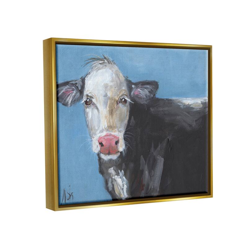 Stupell Farmhouse Dairy Cow Blue Painting Framed Floater Canvas Wall Art by Molly Susan Strong