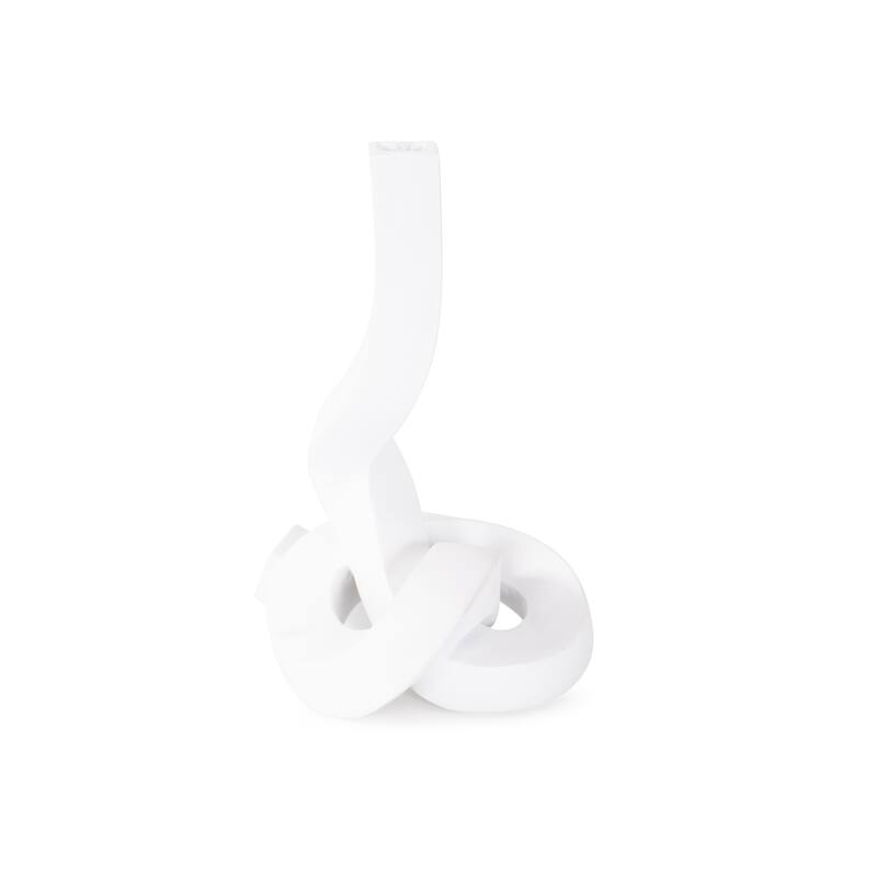 Allan Andrews Contemporary Abstract Matte White Twisted Candle Holder