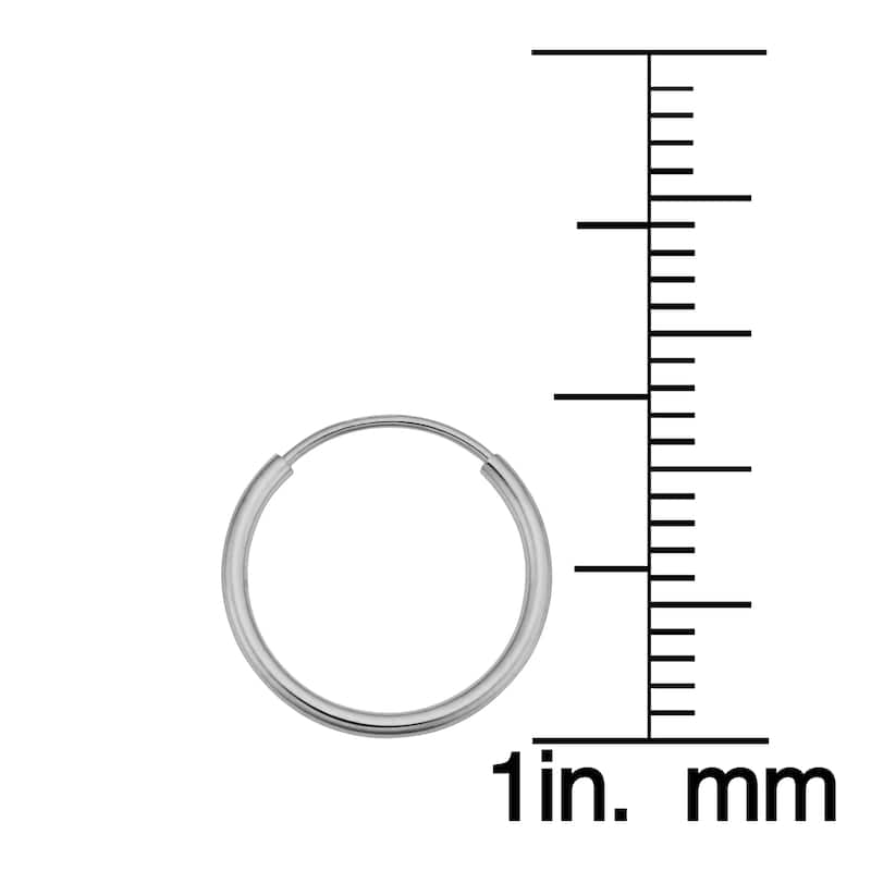 14k White Gold Round Endless Hoop Earrings
