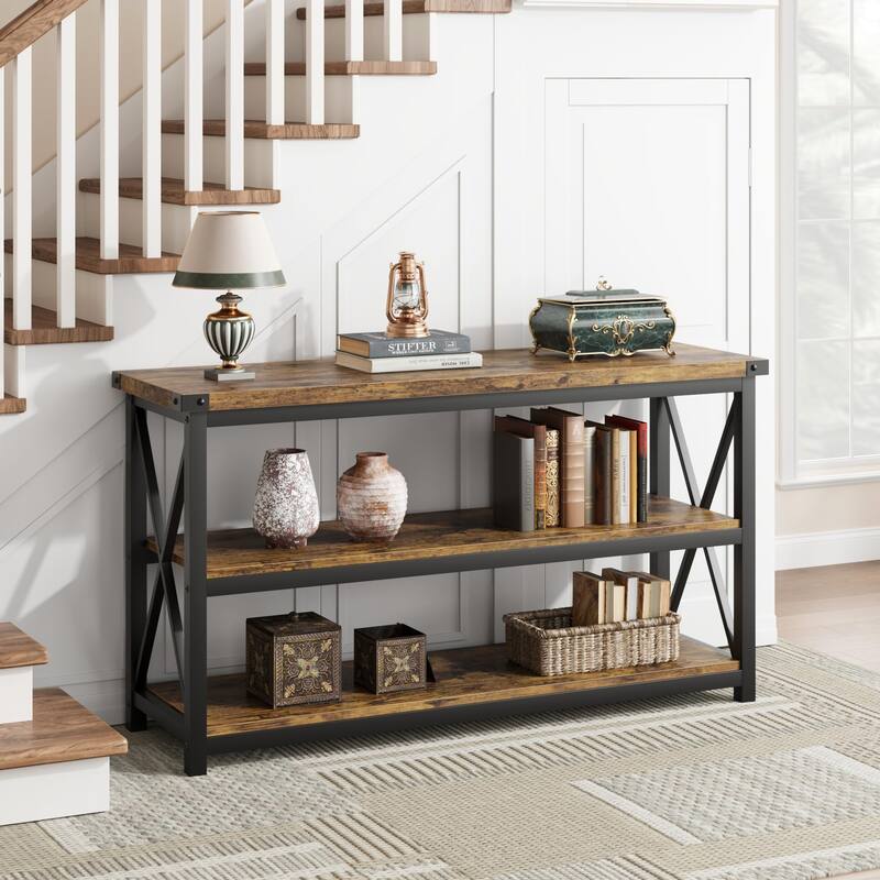 Entryway Table with 3 Tier Storage Shelves