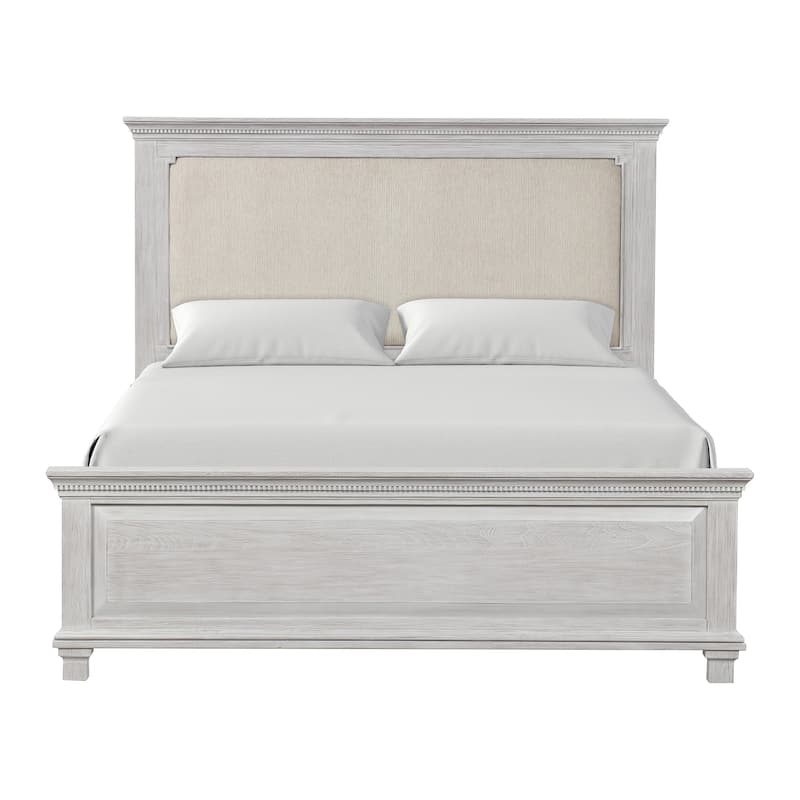 Furniture of America Eleanor Modern Rustic 3-Piece Weathered Grey Wood Panel Bedroom Set with Dentil Molding