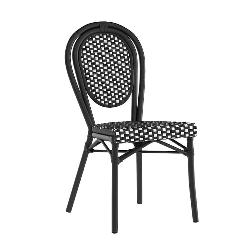 All-Weather Commercial Paris Chair with Black Metal Frame