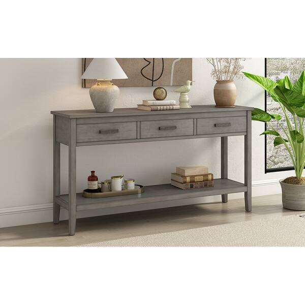 Vintage Style 3-Drawer 1 Open Shelf Console Table, Classic 