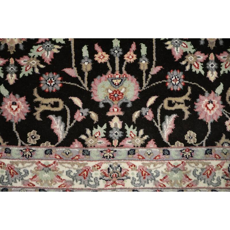 Hand Knotted Oriental 100% Wool Carpet Traditional Traditional Black Kashan Area Rug - 6' 1'' X 4' 0''
