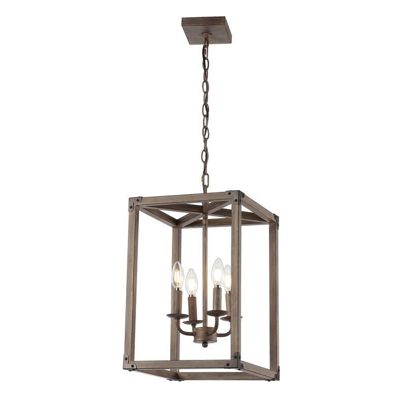 Gabrielle 4-Light Adjustable Iron Rustic Farmhouse LED Pendant, by JONATHAN Y