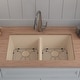 preview thumbnail 2 of 7, Lexicon Platinum 32" Quartz 50/50 Double Bowl Sink with Grids & Drain
