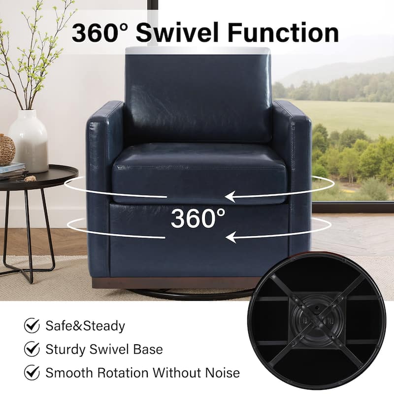 Chenille Leather Modern Swivel Accent Chair
