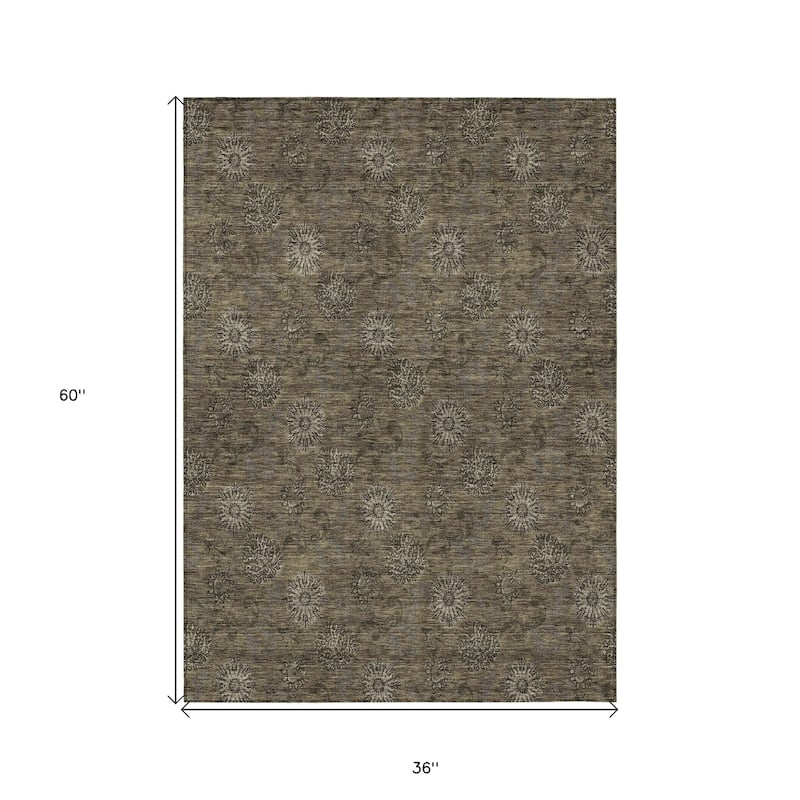 HomeRoots Floral Transitional Rectangle Outdoor Rug