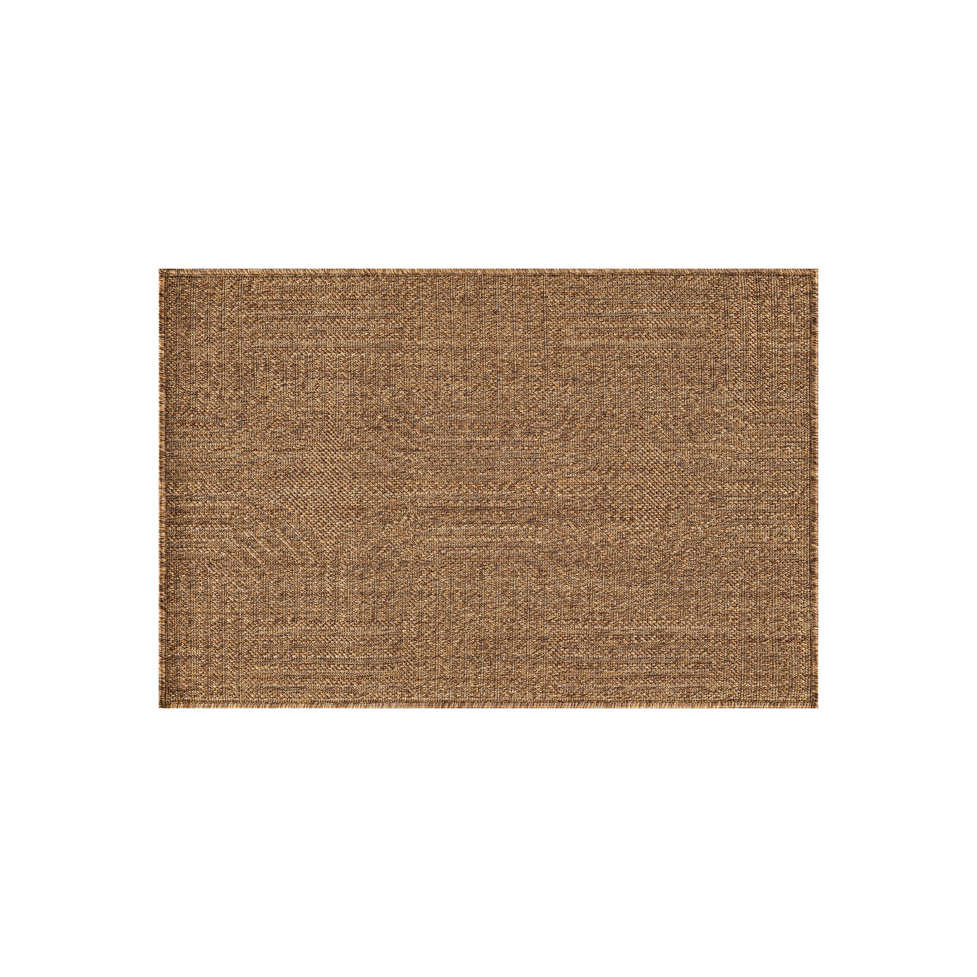 World Rug Gallery Geometric Indoor/Outdoor Flat Woven Area Rug - Natural Jute-Style, Easy-Care Patio Rug for Balcony Patio Deck