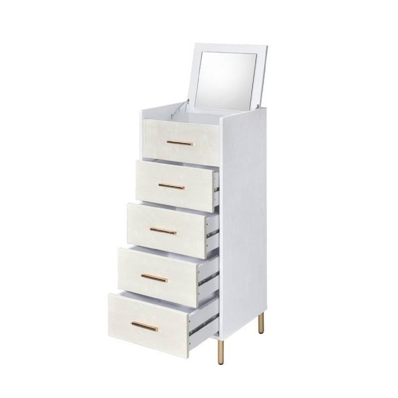 45 Inch 5 Drawer Jewelry Storage Chest, Gold Legs