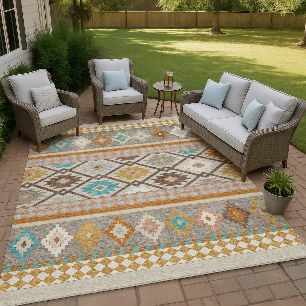 Machine Washable Indoor/ Outdoor Global Clemente Chantille Rug