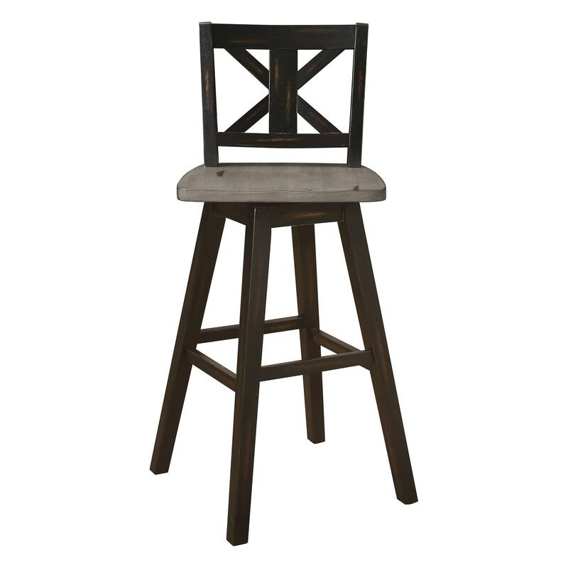2-Piece Pub Height Swivel Chair Set - Distressed Gray & Black with X-Back