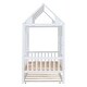 preview thumbnail 9 of 11, Twin House Bed with Trundle and Playhouse Design, 400lb Capacity, Solid Wood Frame