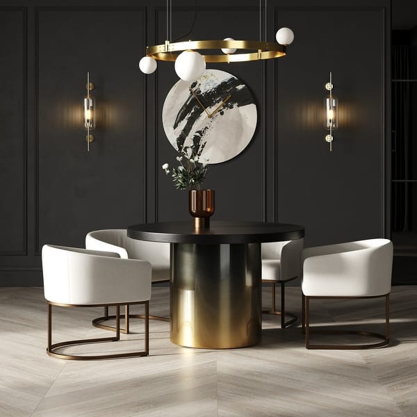 Modrest Elmira Glam Black Ash & Gradient Stainless Steel Round Dining Table