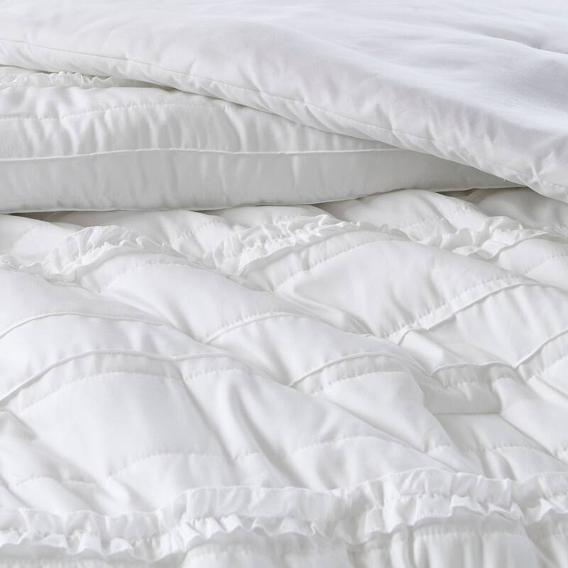 GDF Studio - Microfiber Ruffled Comforter Set with Decorative Pillow