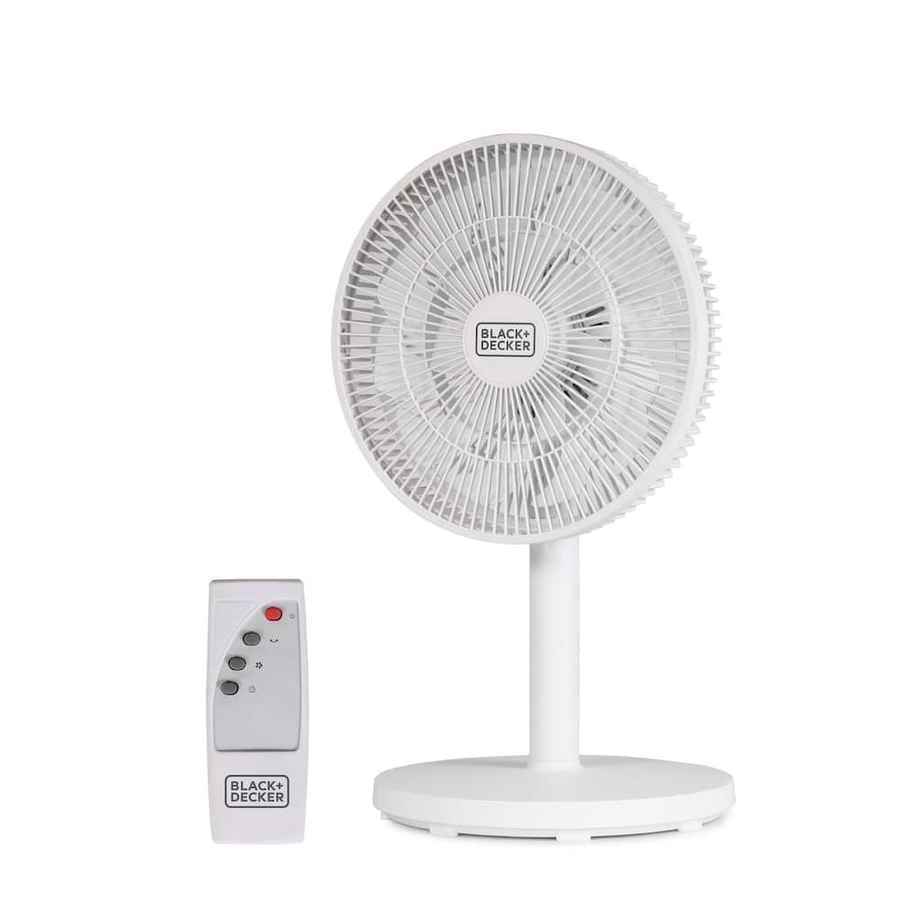 BLACK+DECKER 12-Inch Dual Blade Table Fan with Remote, Desk Fan with Adjustable Tilt