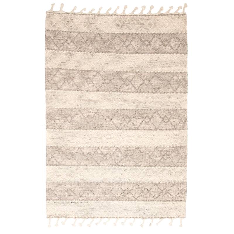 ECARPETGALLERY Braid weave Sienna Cream Wool Rug - 5'0 x 7'3