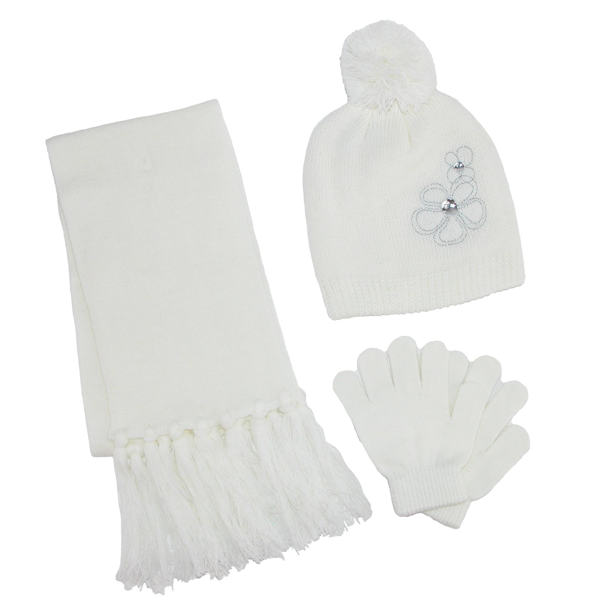 Shop Climazer0 Girl S Flower Beanie Hat And Scarf Winter Set